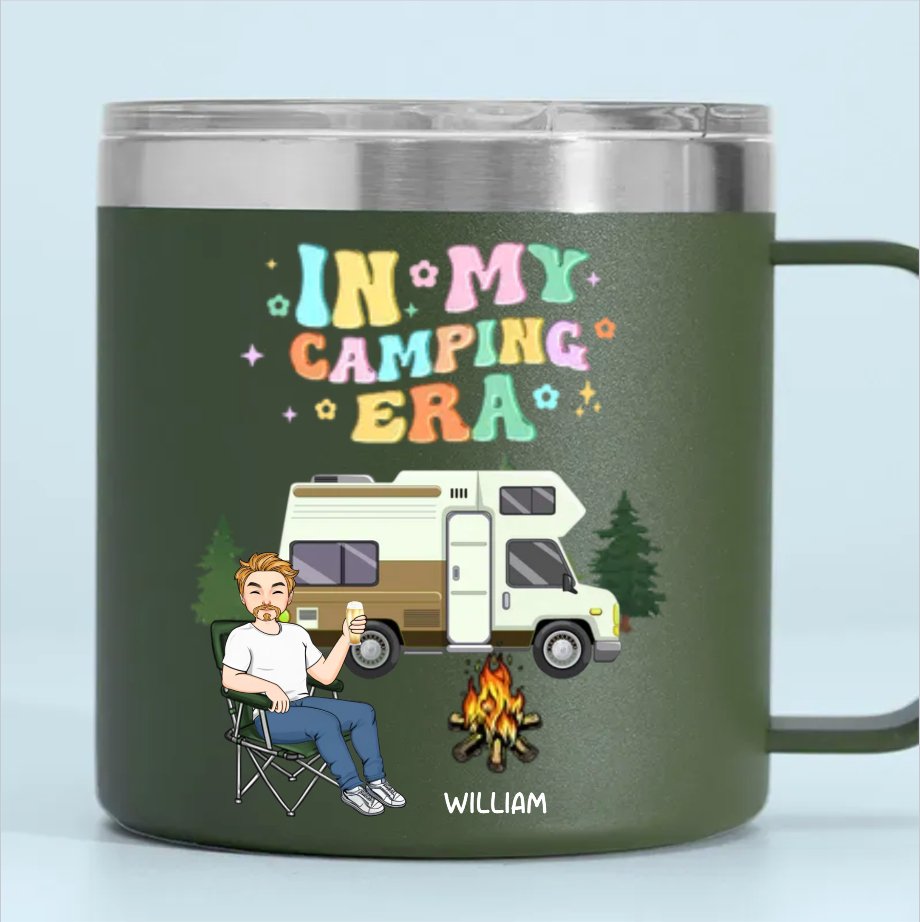 Camping Lovers - In My Camping Era - Personalized Stainless Steel Tumbler With Handle - Makezbright Gifts