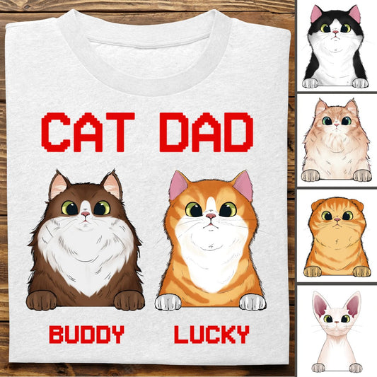 Cat Lovers - Cat Dad Cat Mom - Personalized T - shirt - Makezbright Gifts