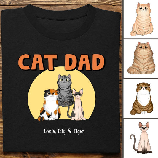 Cat Lovers - Cat Dad - Personalized Unisex T - shirt - Makezbright Gifts