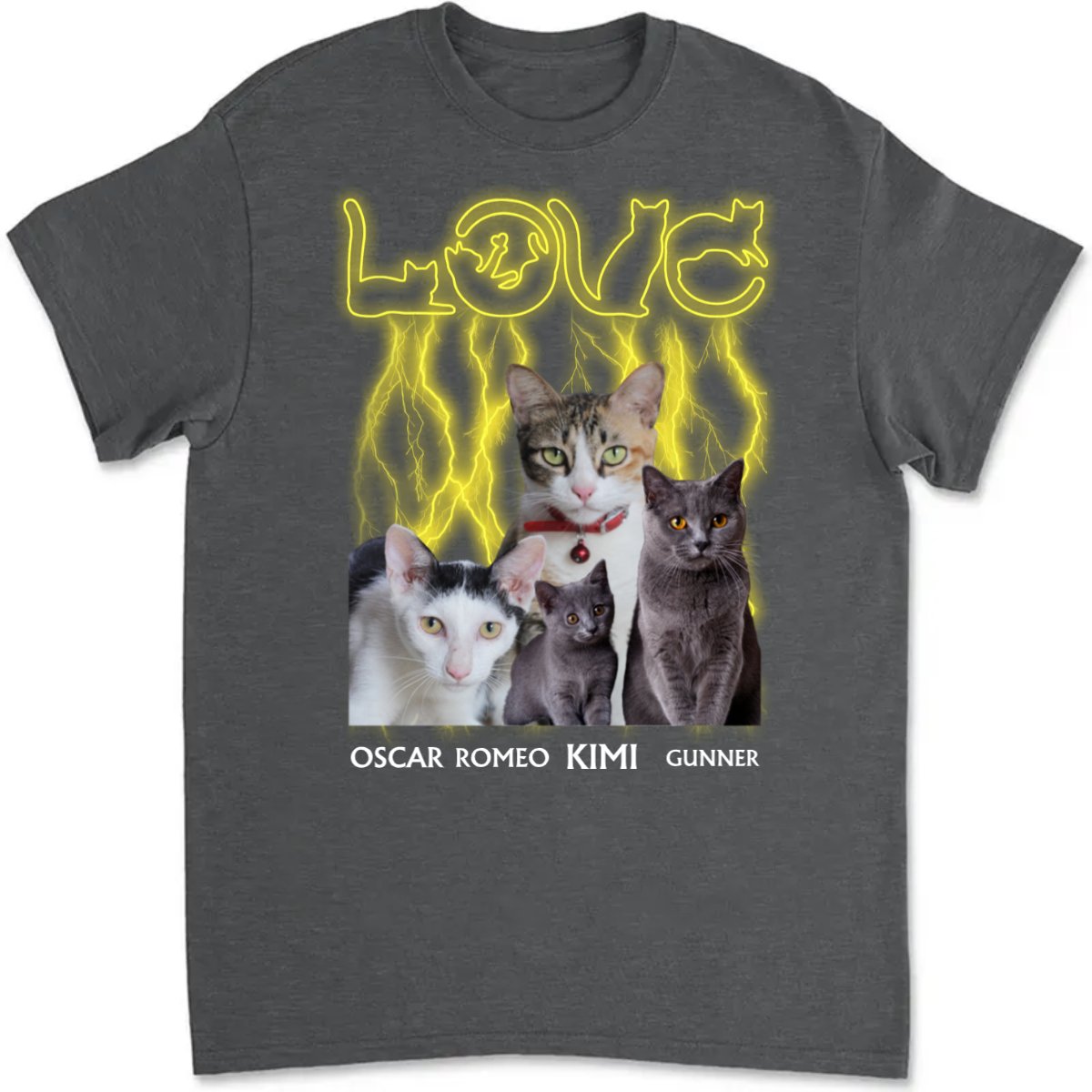 Cat Lovers - Custom Photo Love Cats - Personalized Unisex T - shirt - Makezbright Gifts