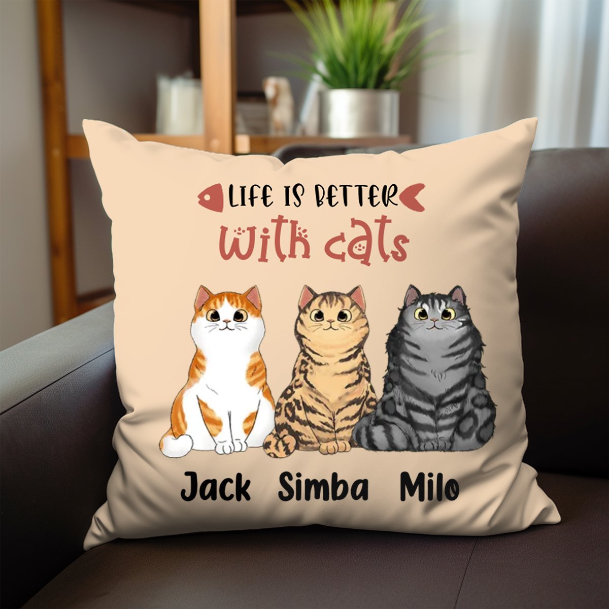 Cat Lovers - Life Is Better With Cats - Personalized Pillow - Makezbright Gifts