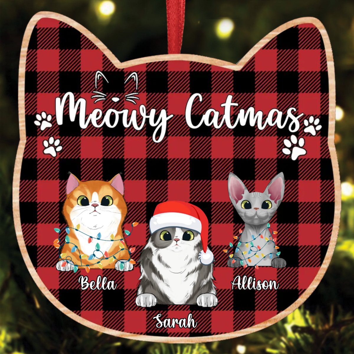 Cat Lovers - Meowy Catmas - Personalized Ornament - Makezbright Gifts