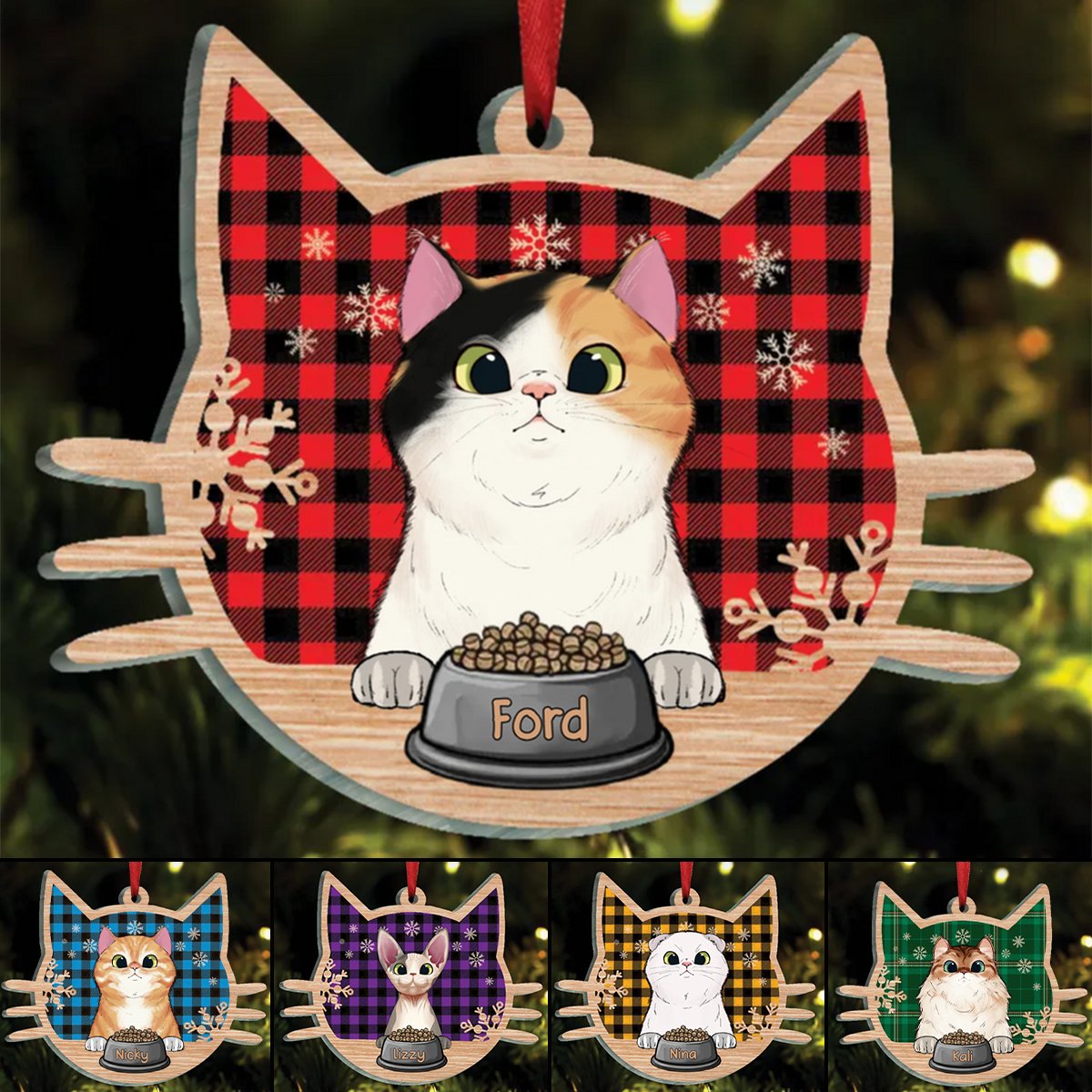 Cat Lovers - Meowy Christmas - Personalized Circle Ornament - Makezbright Gifts