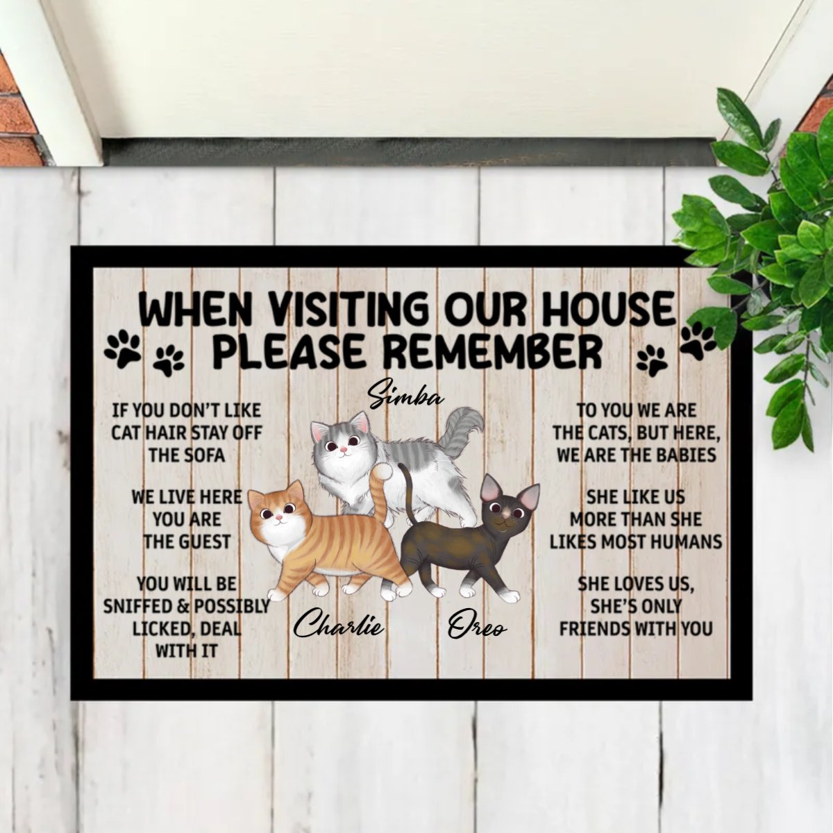 Cat Lovers - Please Remember When Visiting Cats House - Personalized Doormat - Makezbright Gifts