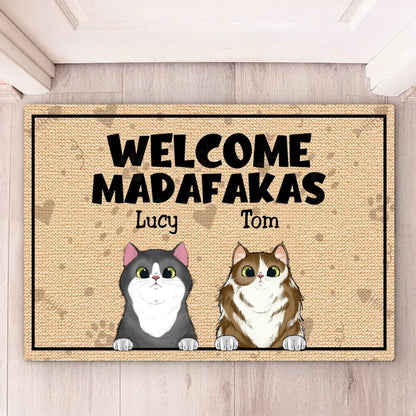 Cat Lovers - Welcome Madafakas - Personalized Doormat - Makezbright Gifts