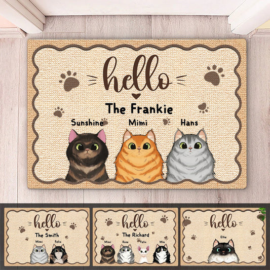 Cat Lovers - Welcome To Our Home - Personalized Doormat - Makezbright Gifts