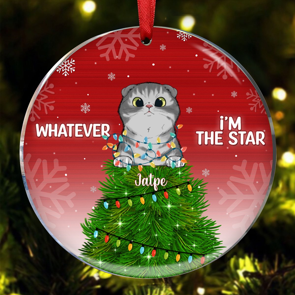 Cat Lovers - Whatever I'm The Star - Personalized Circle Ornament - Makezbright Gifts