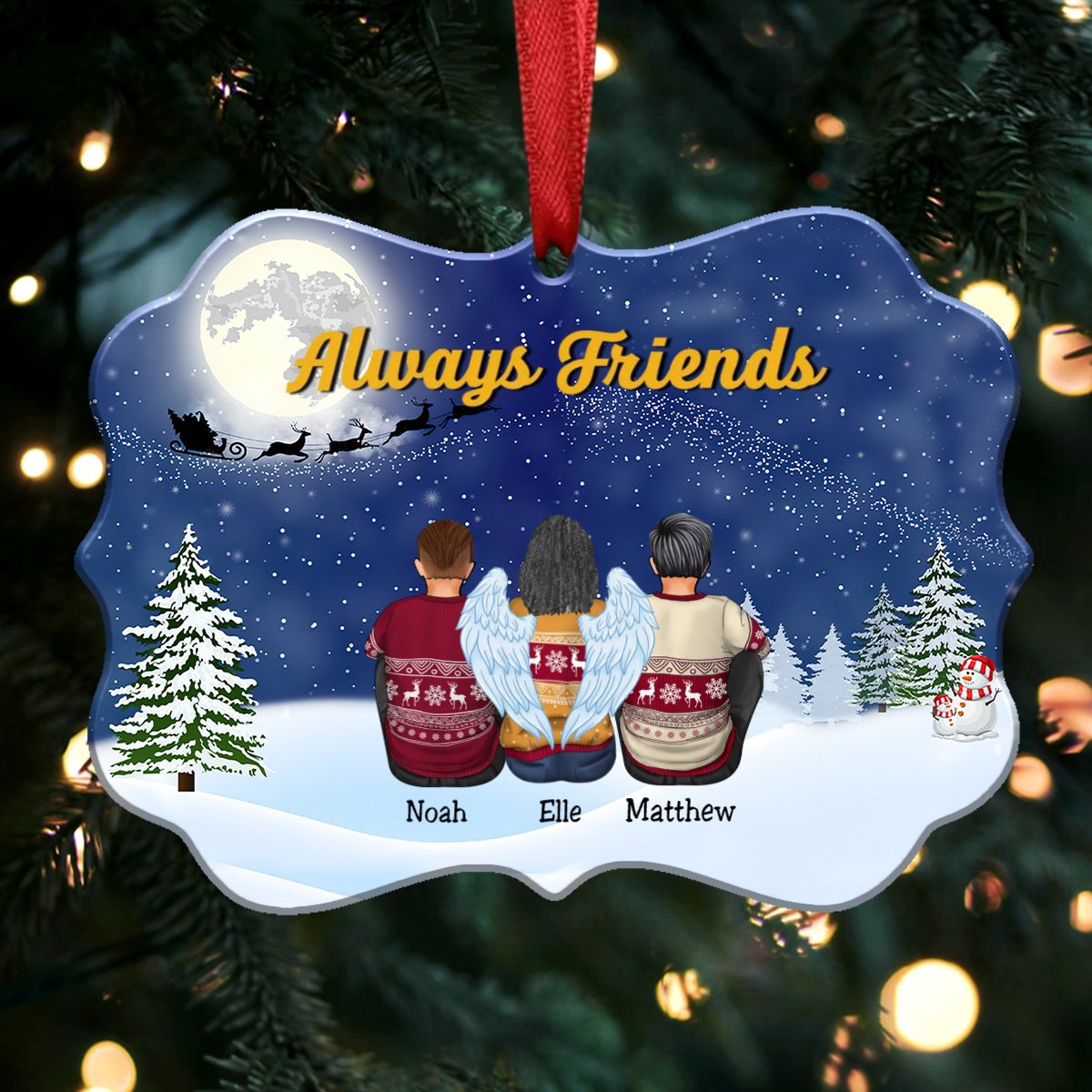 Christmas Ornament - Always Friends - Personalized Christmas Ornament (V1) - Makezbright Gifts