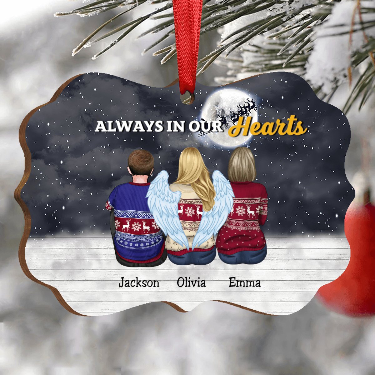 Christmas Ornament - Always in Our Hearts - Personalized Acrylic Ornament - Makezbright Gifts