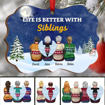 Christmas Ornament - Life Is Better With Siblings - Personalized Christmas Ornament - Makezbright Gifts