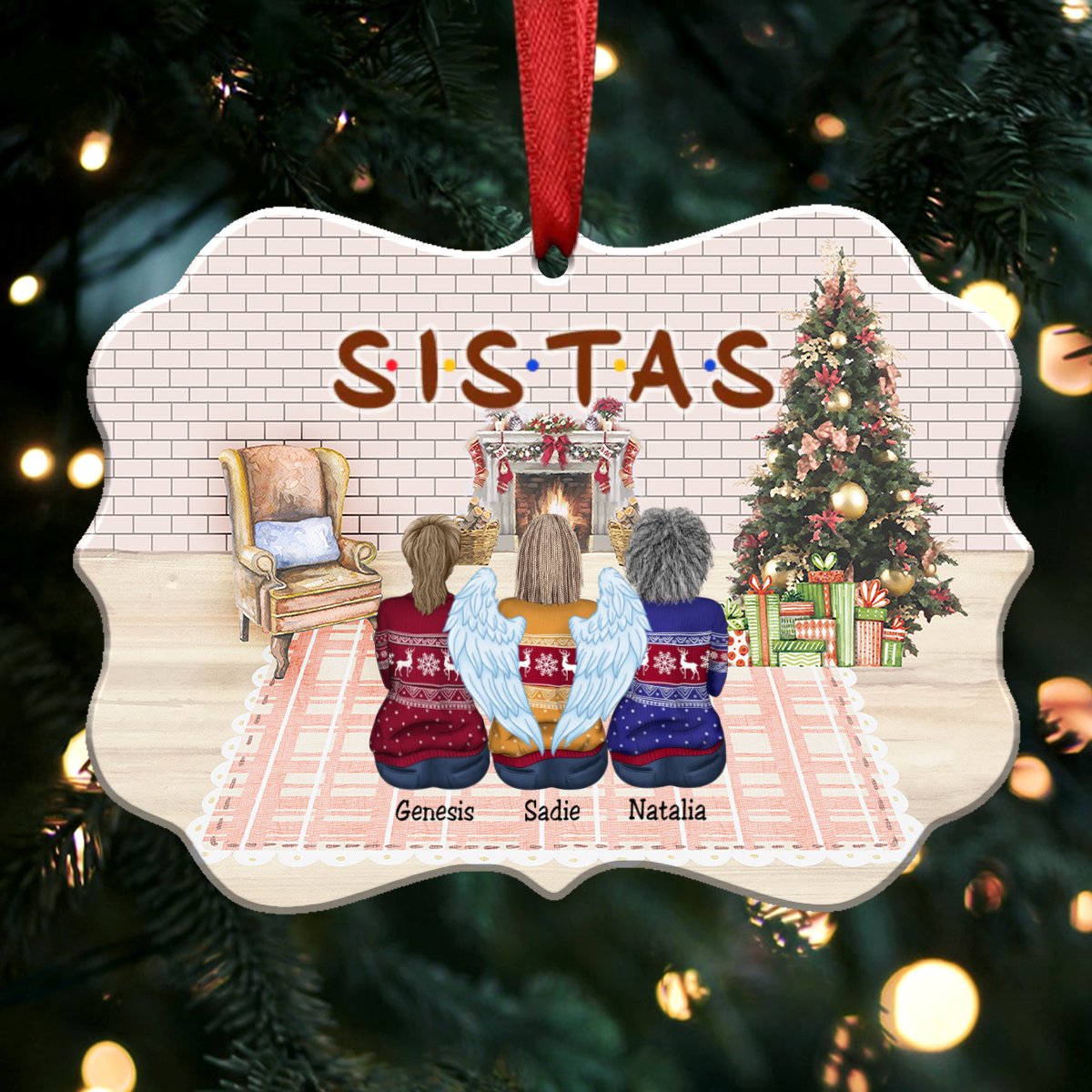 Christmas Ornament - Sistas - Personalized Christmas Ornament - Makezbright Gifts