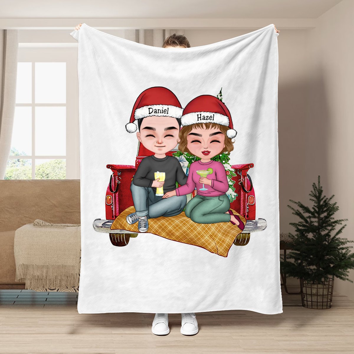 Couple - All I Want For Christmas Is You - Personalized Blanket (NM) - Makezbright Gifts