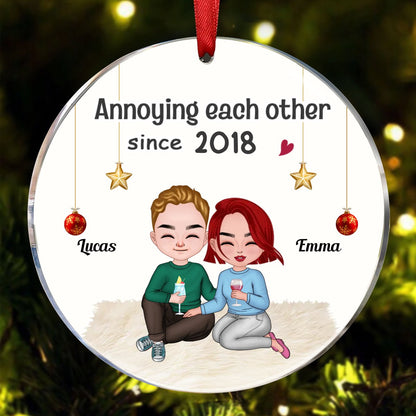 Couple - Annoying Each Other Since - Personalized Circle Ornament - Makezbright Gifts