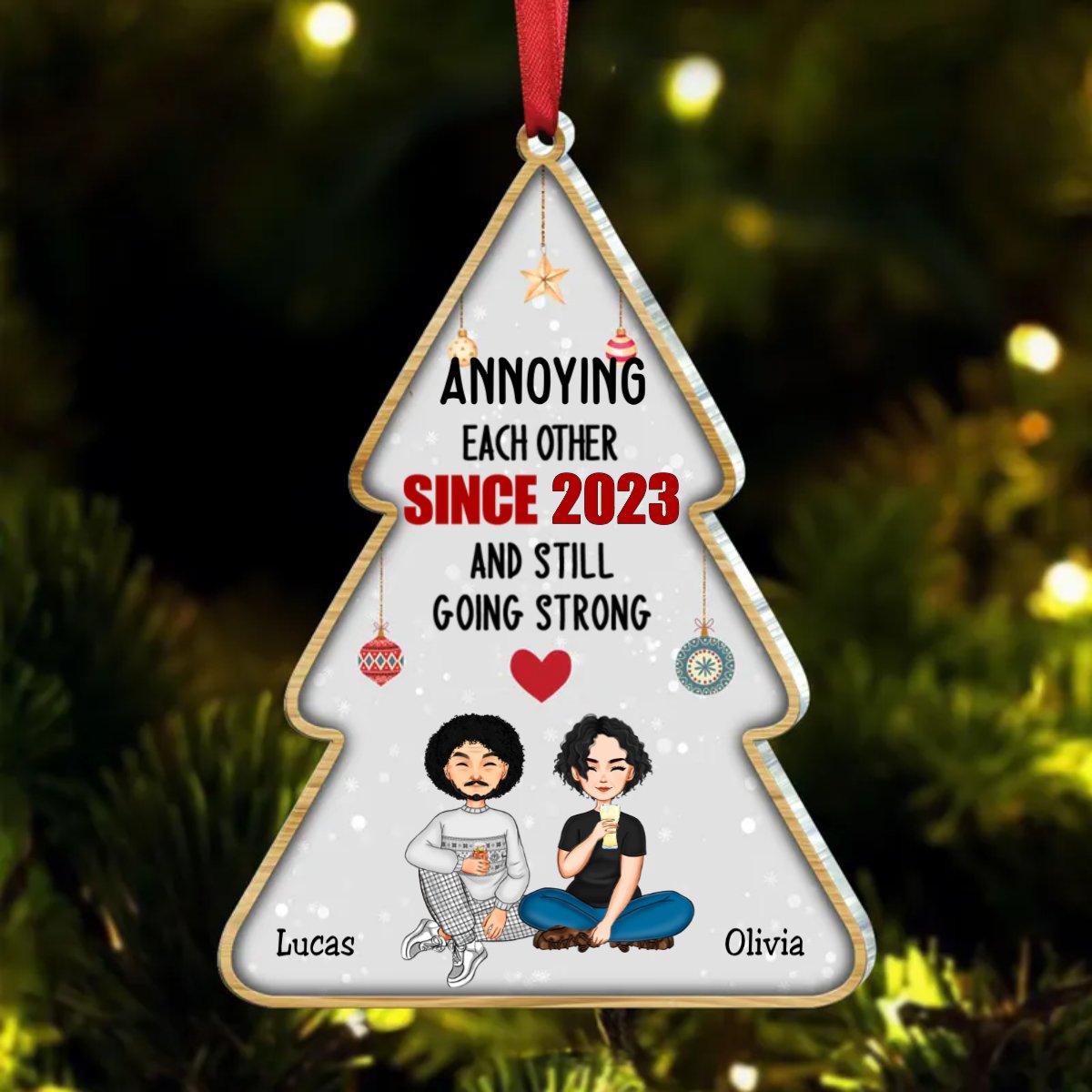 Couple - Annoying Each Other & Still Going Strong - Personalized Transparent Ornament TC - Makezbright Gifts