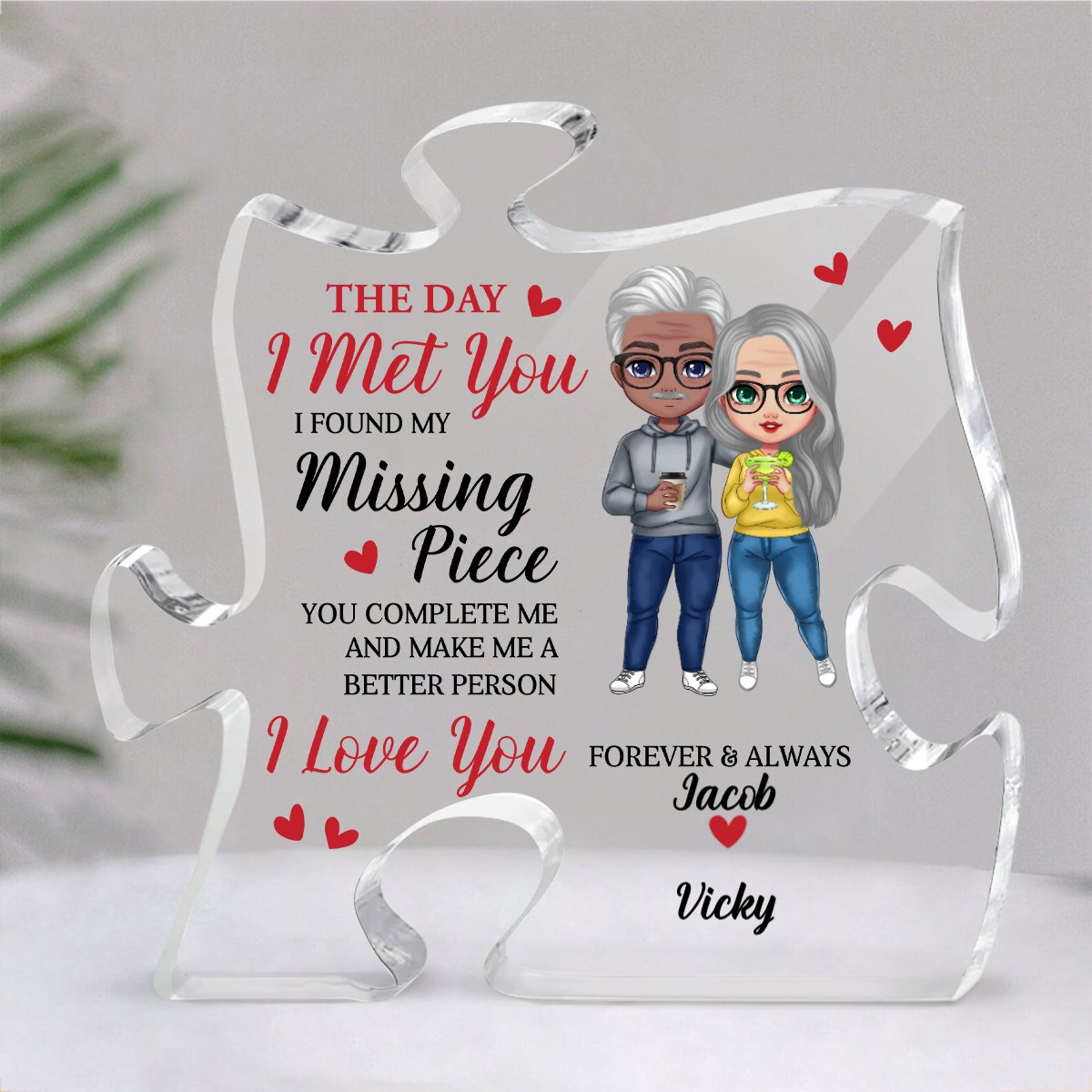 Couple - Doll Couple Found My Missing Piece Anniversary - Personalized Acrylic Plaque - Makezbright Gifts