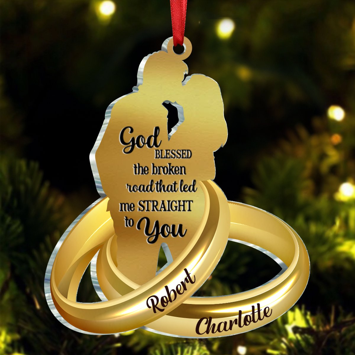 Couple - God Blessed The Broken Road That Led Me Straight To You - Personalized Ornament - Makezbright Gifts