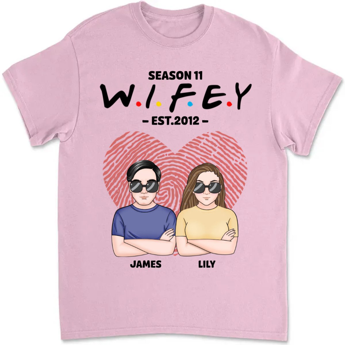 Couple - Hubby Wifey Season - Personalized Unisex T - shirt - Makezbright Gifts