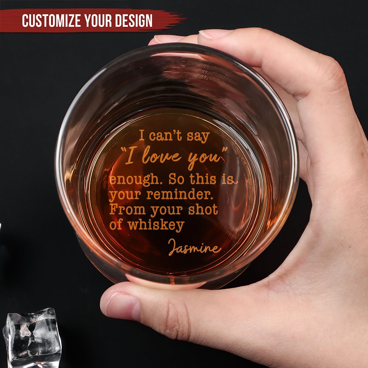 Couple - I Can't Say I Love You Enough This Is Your Reminder - Personalized Engraved Whiskey Glass - Makezbright Gifts