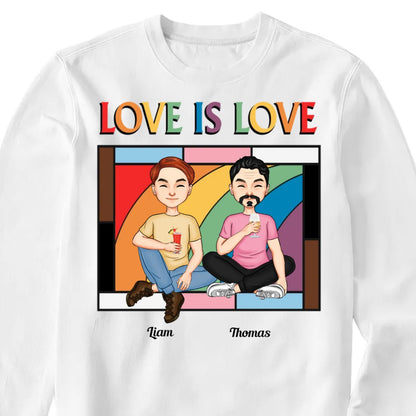 Couple - Love Is Love Window Pride Month - Personalized Unisex T - shirt, Hoodie, Sweatshirt - Makezbright Gifts