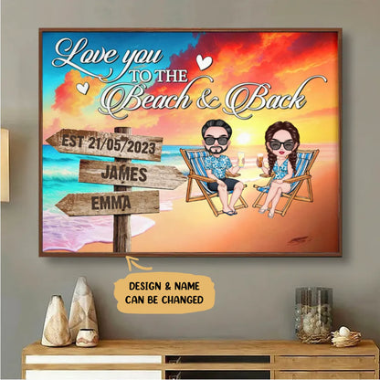 Couple - Love You To The Beach And Back - Personalized Poster - Makezbright Gifts