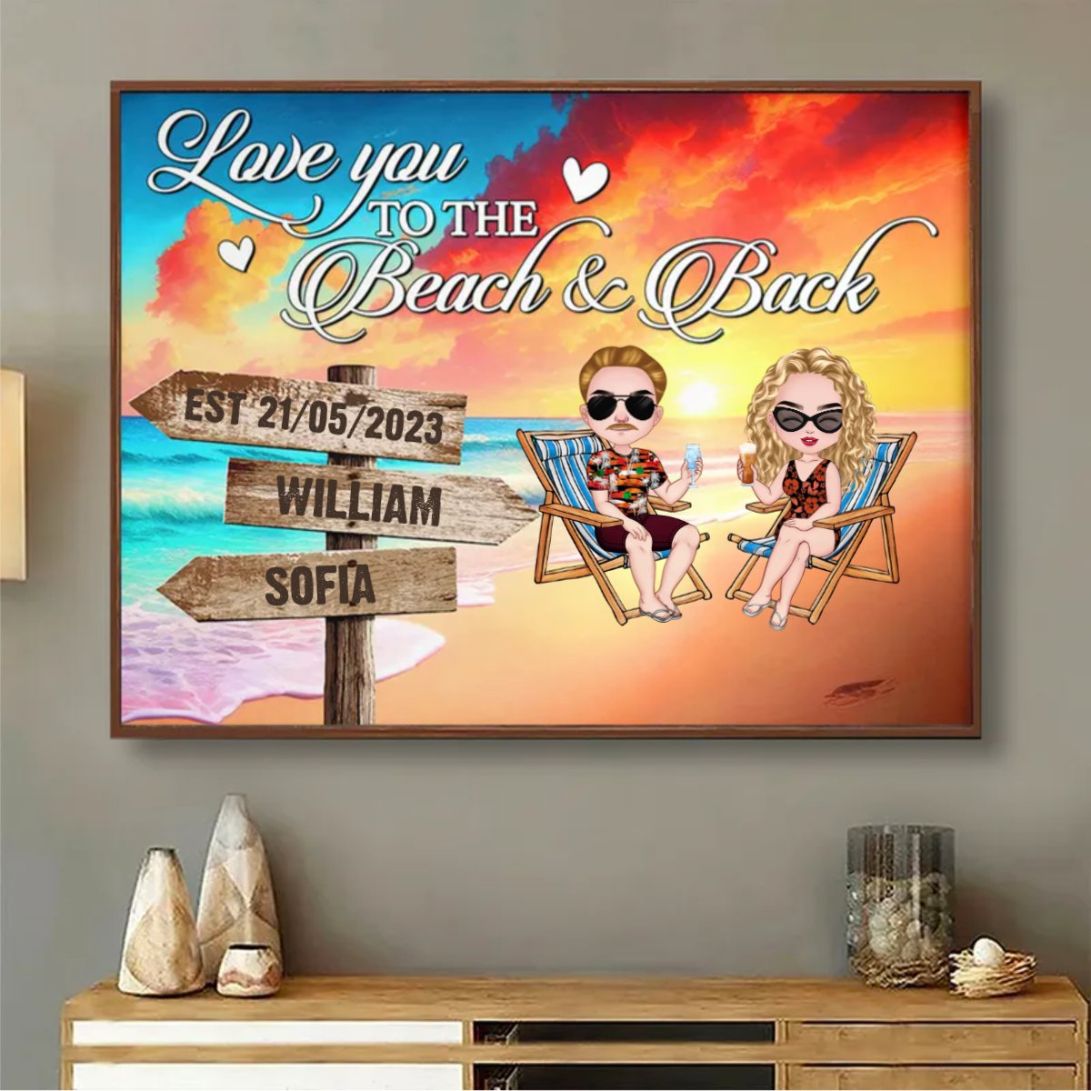 Couple - Love You To The Beach And Back - Personalized Poster - Makezbright Gifts