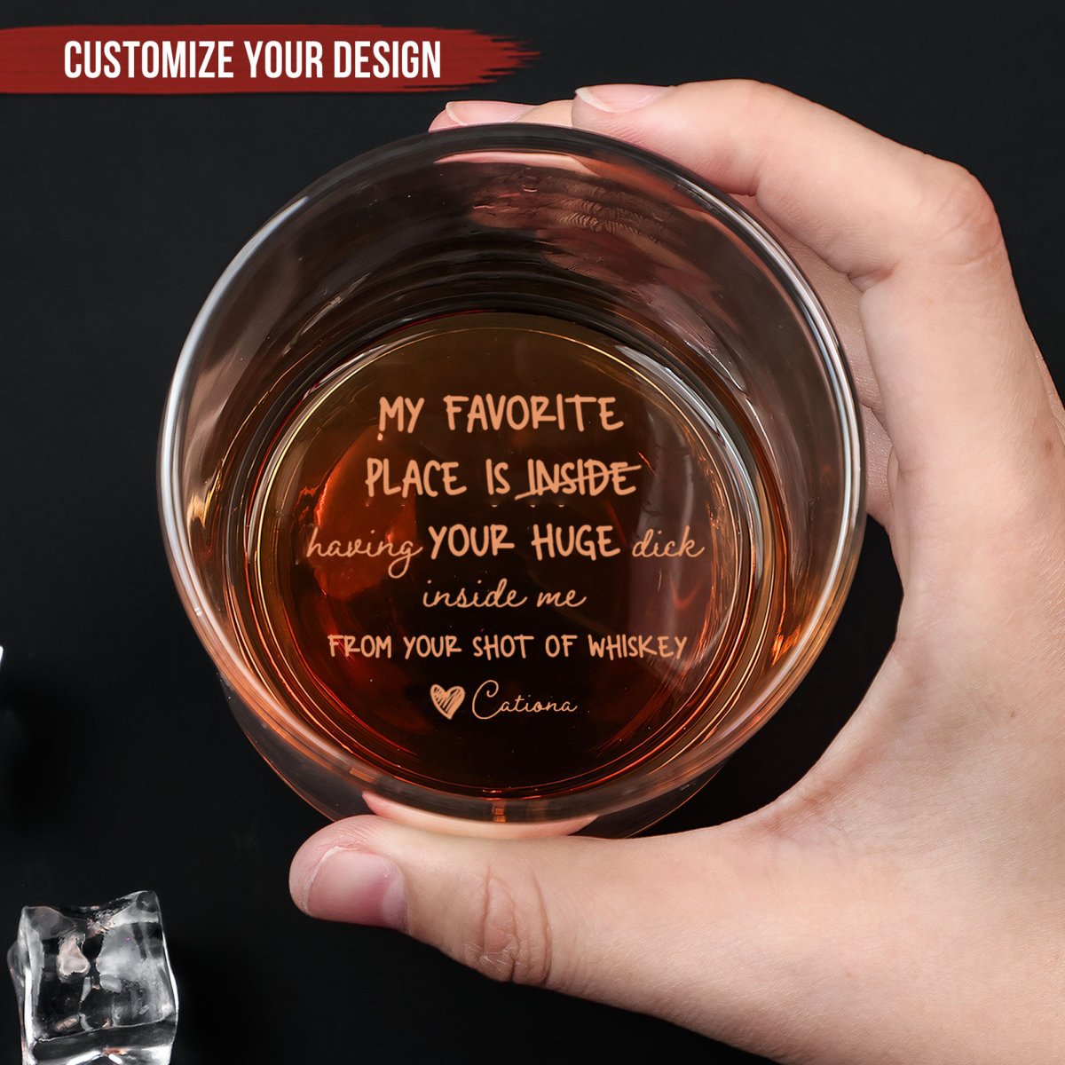 Couple - My Favorite Place Is Having Your Inside - Personalized Engraved Whiskey Glass - Makezbright Gifts