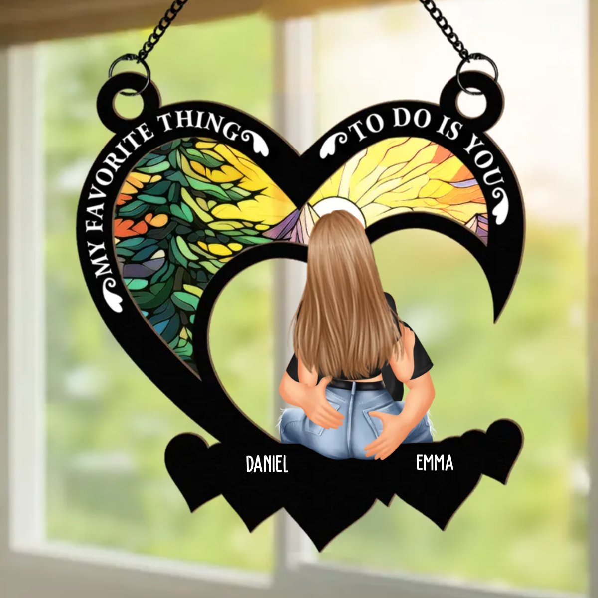 Couple - My Favorite Thing To Do Is You - Personalized Window Hanging Suncatcher Ornament (TB) - Makezbright Gifts