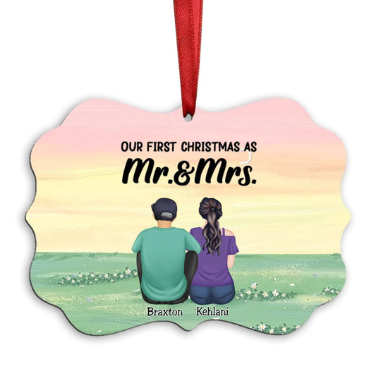 Couple - Our First Christmas As Mr.&Mrs - Personalized Married Acrylic Ornament - Makezbright Gifts