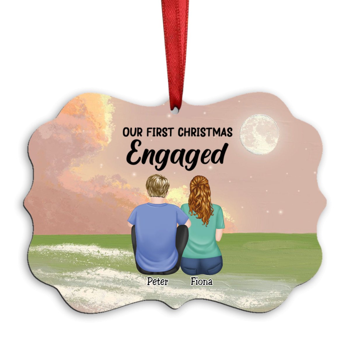 Couple - Our First Christmas Engaged - Personalized Married Acrylic Ornament (Ver2) - Makezbright Gifts