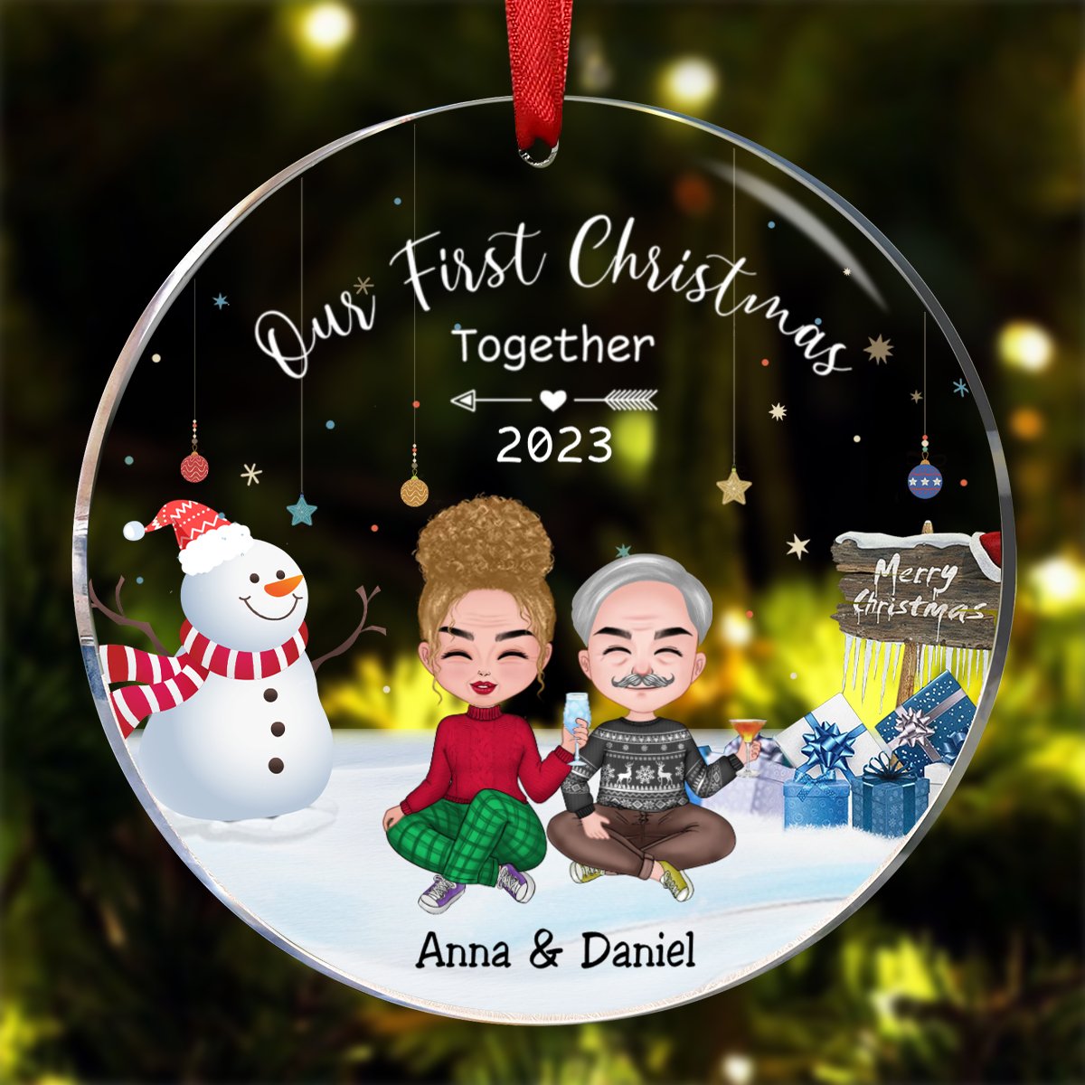 Couple - Our First Christmas Together - Personalized Acrylic Ornament - Makezbright Gifts