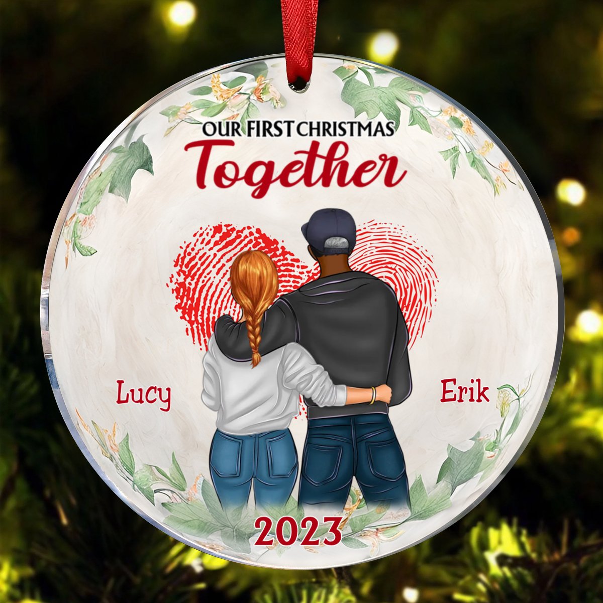 Couple - Our First Christmas Together - Personalized Circle Ornament (NM) - Makezbright Gifts