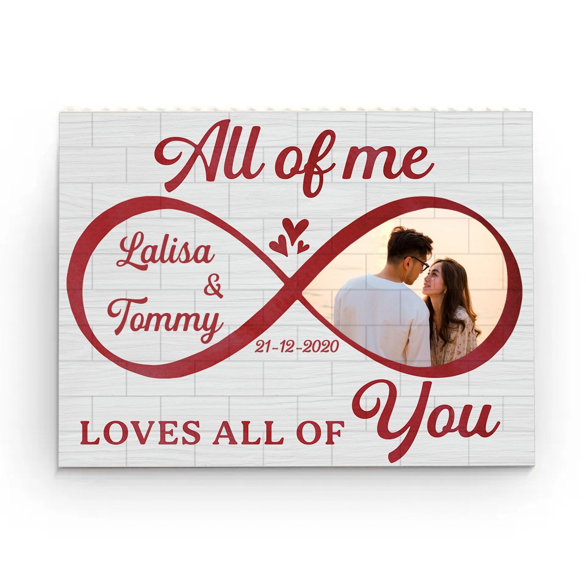 Couple - Photo My Heart Needed You - Personalized Custom Horizontal Rectangle Shaped Building Brick Blocks - Makezbright Gifts