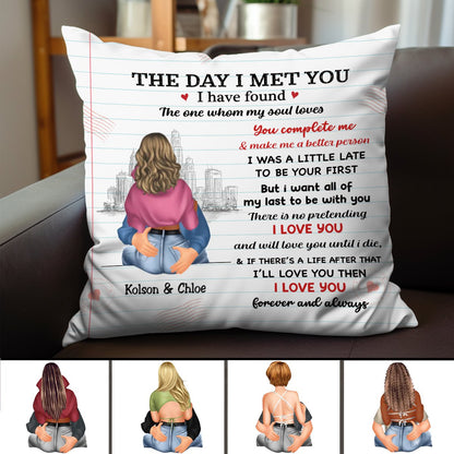 Couple - The Day I Met You I Have Found The One Whom My Soul Loves - Personalized Pillow - Makezbright Gifts