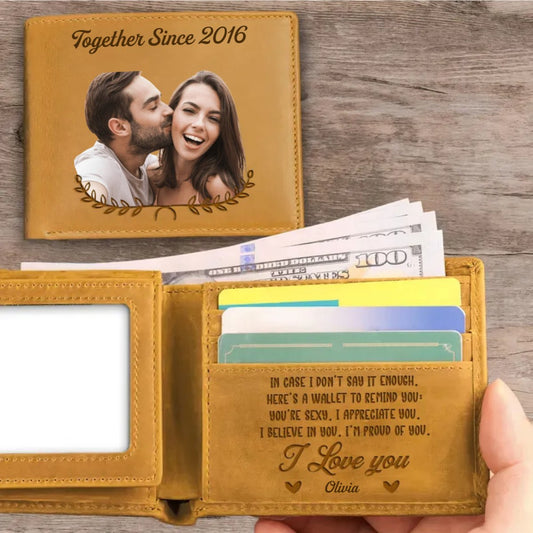 Couple - To My Husband Here's A Wallet To Remind You - Personalized Photo Leather Wallet - Makezbright Gifts