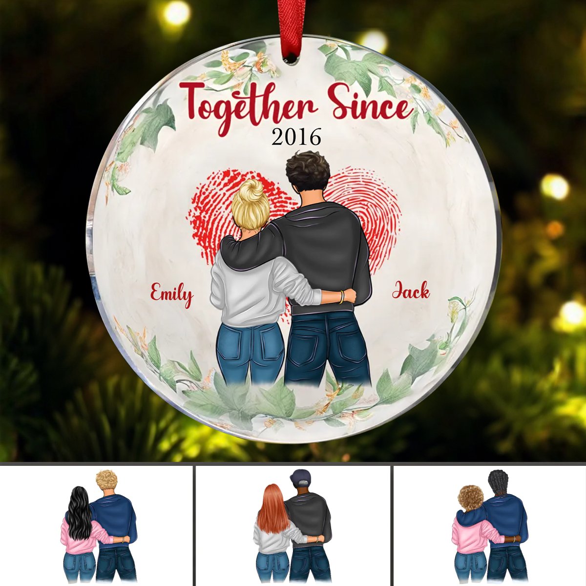 Couple - Together Since Husband And Wife - Personalized Circle Ornament - Makezbright Gifts