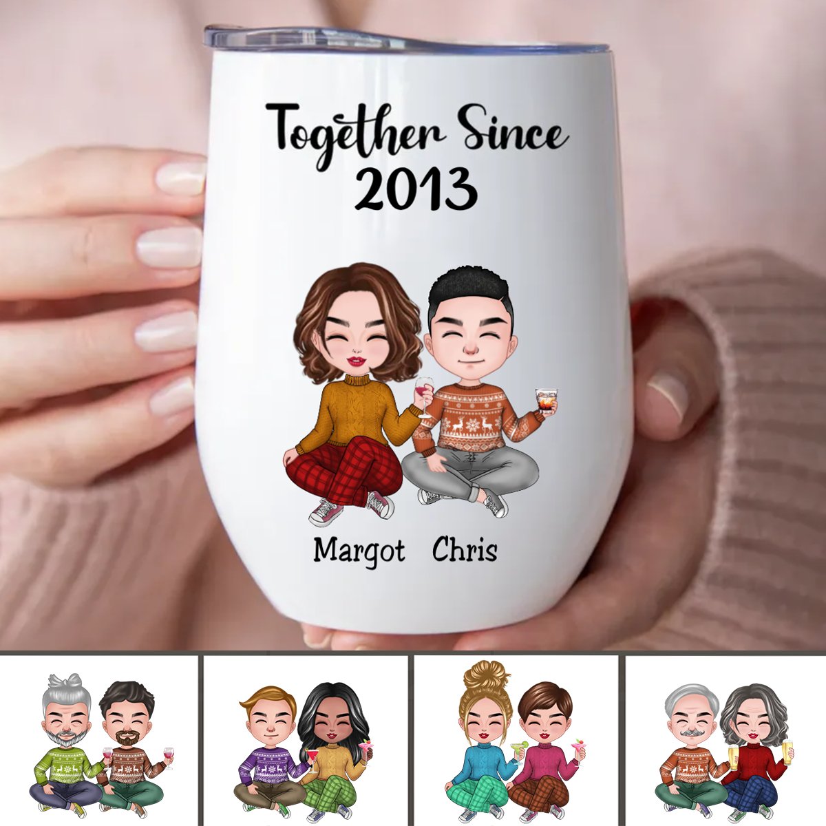 Couple - Together Since Husband And Wife - Personalized Wine Tumbler - Makezbright Gifts