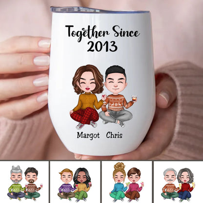 Couple - Together Since Husband And Wife - Personalized Wine Tumbler - Makezbright Gifts