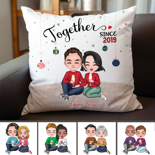 Couple - Together Since New Version - Personalized Pillow - Christmas Gift Anniversary Gift For Couples, Husband, Wife (QA) - Makezbright Gifts