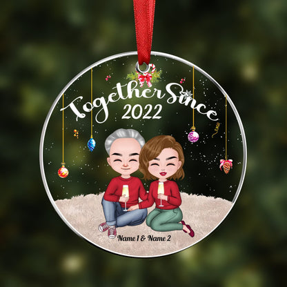 Couple - Together Since - Personalized Acrylic Circle Ornament - Makezbright Gifts