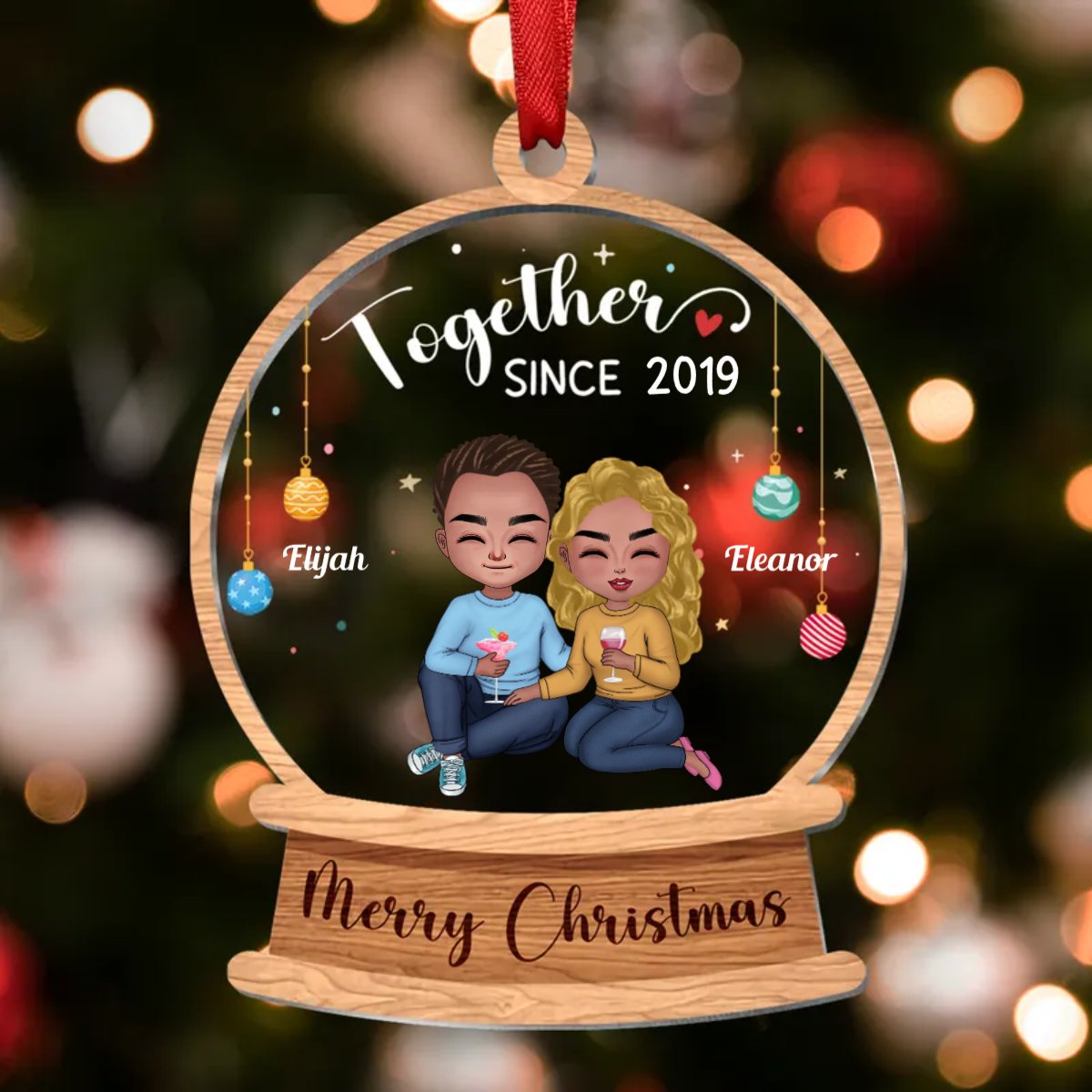 Couple - Together Since - Personalized Wood And Acrylic Ornament - Makezbright Gifts