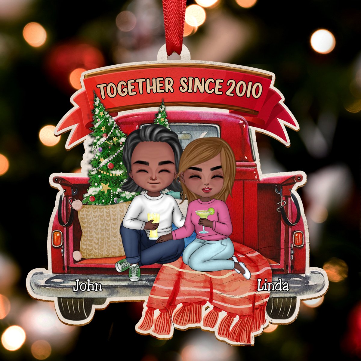 Couple - Together Since - Truck Back View Personalized Ornament - Makezbright Gifts