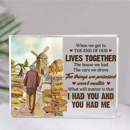 Couple - What Will Matter Is That I Had You And You Had Me - Personalized Acrylic Plaque - Makezbright Gifts