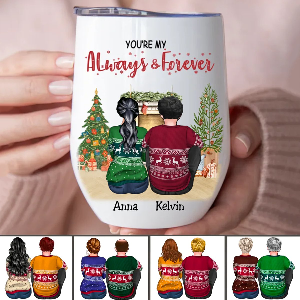 Couple - You're My Always & Forever - Personalized Wine Tumbler - Makezbright Gifts