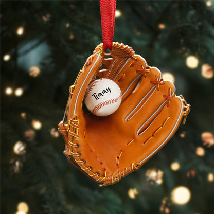 Custom Baseball Glove - Personalized Christmas Ornament - Makezbright Gifts