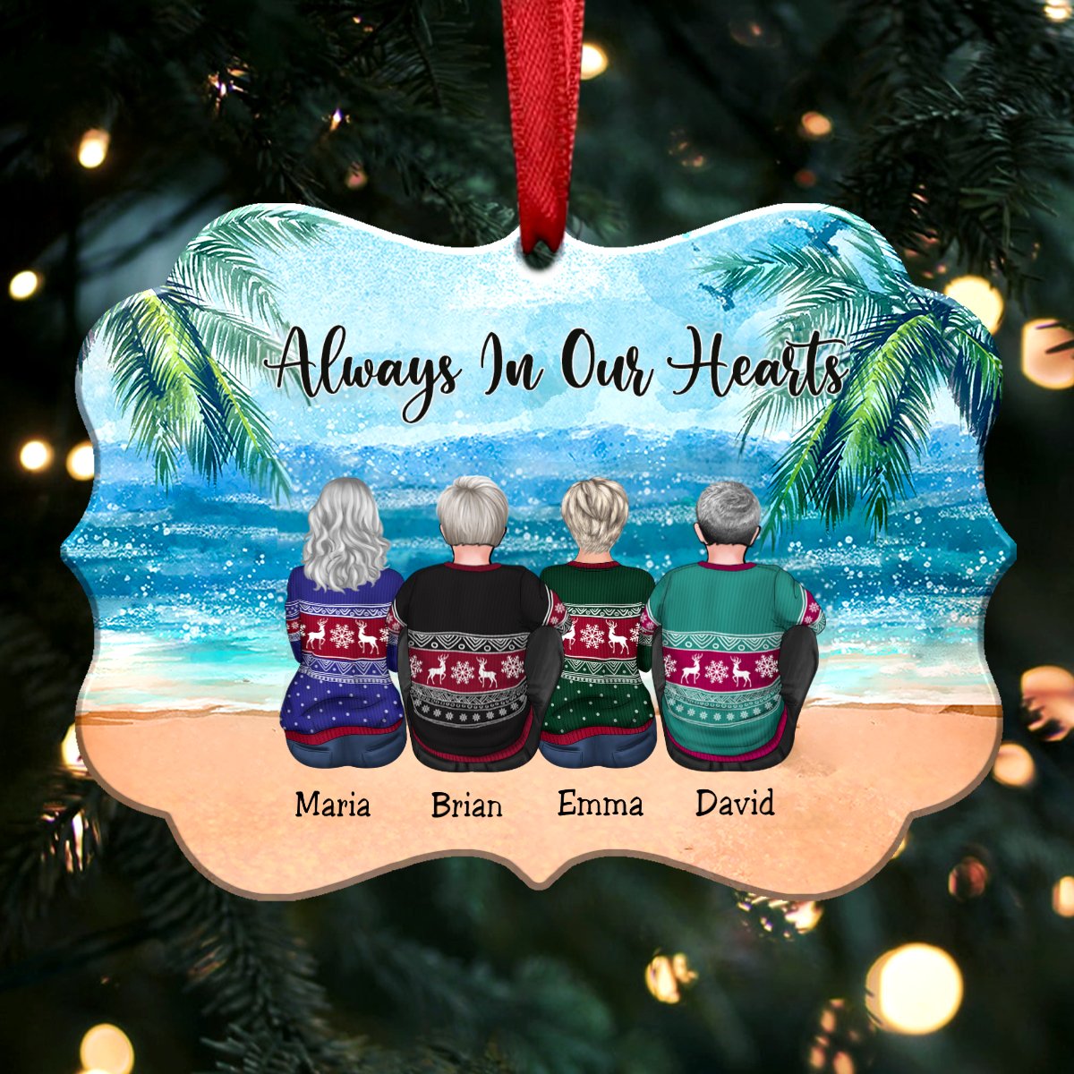 Custom Ornament - Always In Our Hearts - Personalized Christmas Ornament (Ver3) - Makezbright Gifts