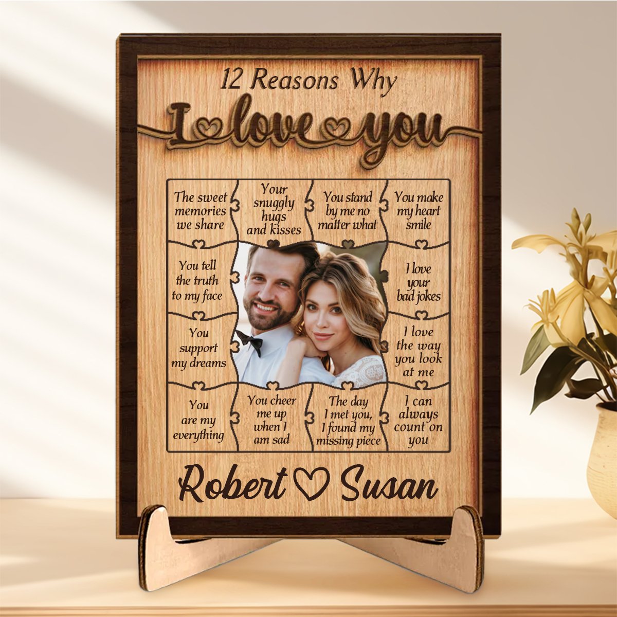 Custom Photo All I Can Think Of Is You - Personalized 2 - Layered Wooden Plaque - Makezbright Gifts