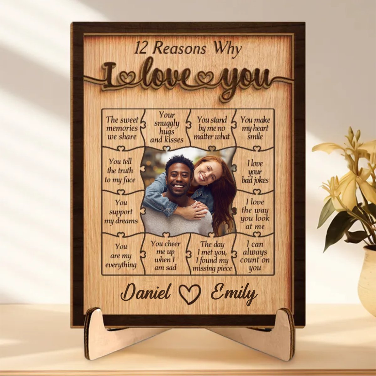 Custom Photo All I Can Think Of Is You - Personalized 2 - Layered Wooden Plaque - Makezbright Gifts