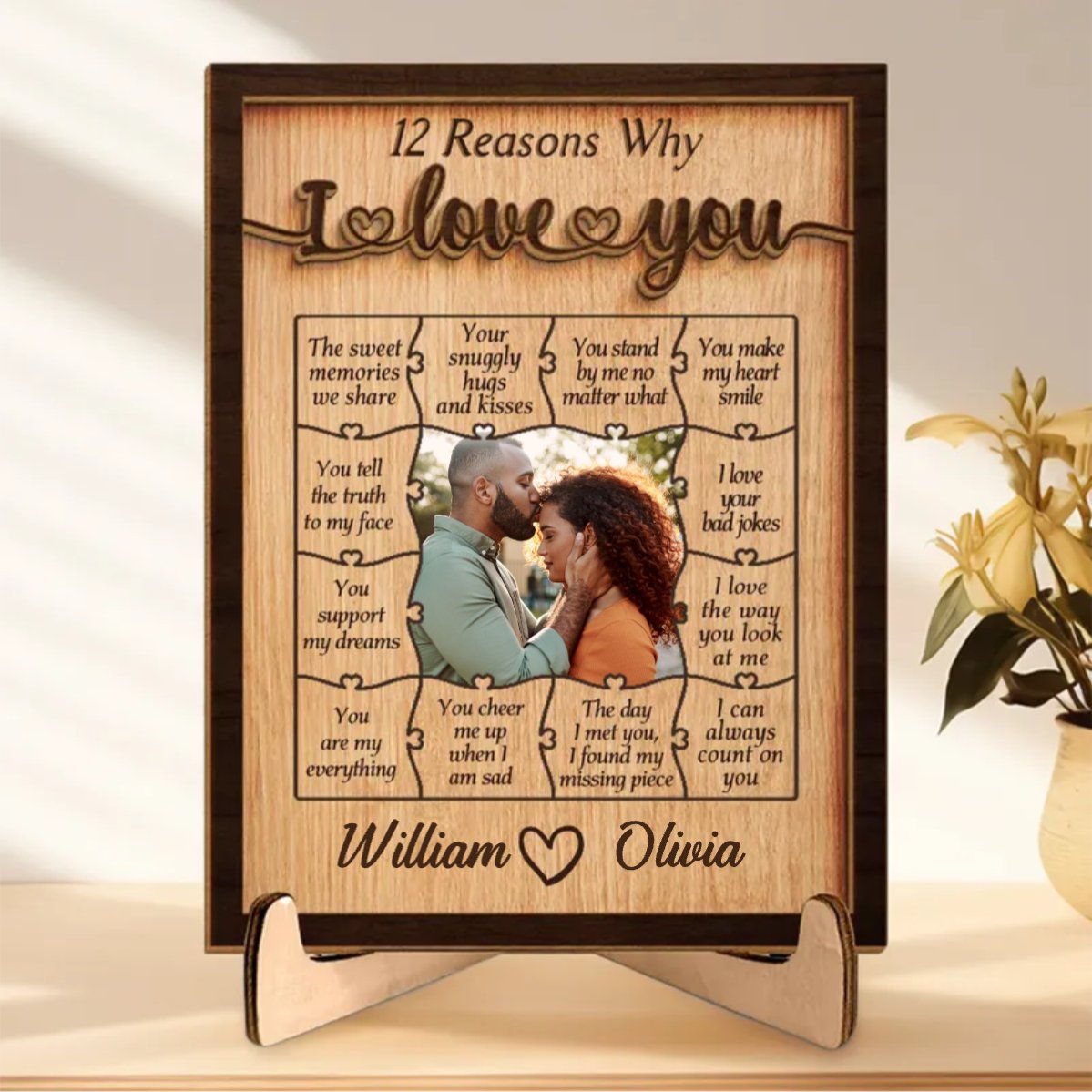 Custom Photo All I Can Think Of Is You - Personalized 2 - Layered Wooden Plaque - Makezbright Gifts