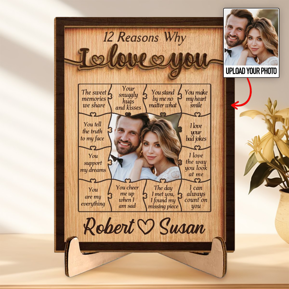 Custom Photo All I Can Think Of Is You - Personalized 2 - Layered Wooden Plaque - Makezbright Gifts