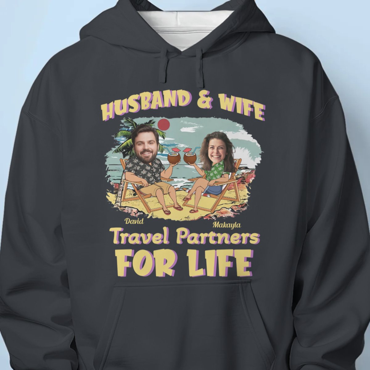 Custom Photo Husband And Wife Travel Partners For Life Vacation - Personalized Unisex T - shirt, Hoodie, Sweatshirt - Makezbright Gifts